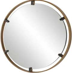 Decorative Mirrors-Kirkland's Home Gold Suspended Round Wall Mirror