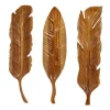 Wall Plaques-Kirkland's Home Gold Teak Carved Feather Wall Plaques, Set Of 3 Brown