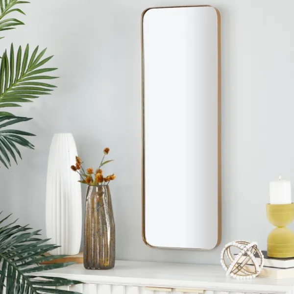 Decorative Mirrors-Kirkland's Home Gold Thin Iron Frame Curved Corner Mirror