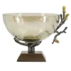 Decorative Bowls & Jars-Kirkland's Home Gold Tipped Walnut Wood Glass Bowl Brown/Gold