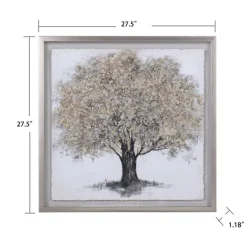 Framed Art-Kirkland's Home Gold Tree Rice Paper Framed Art Print Gold/White