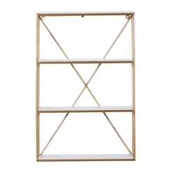 Shelves-Kirkland's Home Gold X-Frame Daisy White Wood Wall Shelf