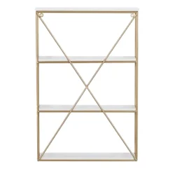 Shelves-Kirkland's Home Gold X-Frame Daisy White Wood Wall Shelf