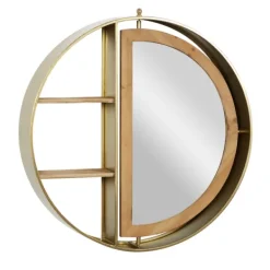 Shelves-Kirkland's Home Golden Floating Shelf With Half-Moon Mirror