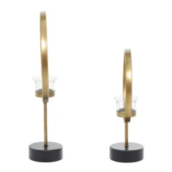 Candle Holders-Kirkland's Home Golden Halo 2-Pc. Candle Holder Set Gold/Black