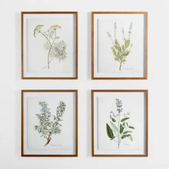 Framed Art-Kirkland's Home Golden Leaves Herbs Lavender Framed Art Print White/Green