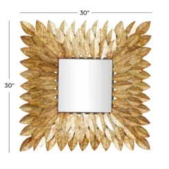 Framed Mirrors-Kirkland's Home Golden Leaves Metal Framed Mirror