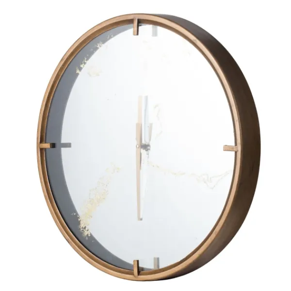 Clocks-Kirkland's Home Golden Mirrored Marbling Wall Clock