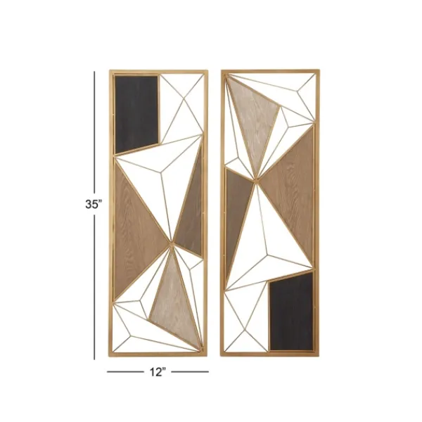 Wall Plaques-Kirkland's Home Golden Mocha Triangular Cut-Out Plaques, Set Of 2 Gold/Brown/Black