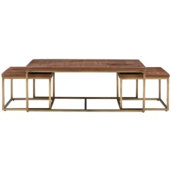 Coffee Tables-Kirkland's Home Golden Nesting 3-Pc. Coffee And Accent Table Set Brown