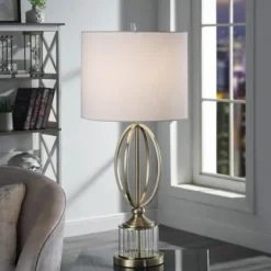 Table Lamps-Kirkland's Home Golden Open Egg Base Table Lamp White