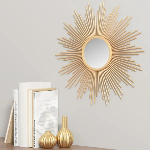 Decorative Mirrors-Kirkland's Home Golden Sunburst Small Decorative Wall Mirror