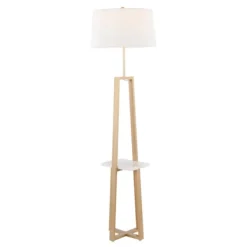 Floor Lamps-Kirkland's Home Golden Triangle Marble Shelf Floor Lamp White