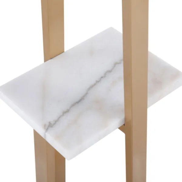 Floor Lamps-Kirkland's Home Golden Triangle Marble Shelf Floor Lamp White