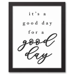 Wall Quotes & Signs-Kirkland's Home Good Day For A Good Day Framed Canvas Wall Plaque White/Black
