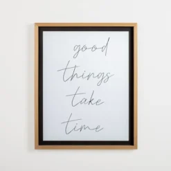 Wall Quotes & Signs-Kirkland's Home Good Things Take Time Framed Wall Plaque White/Black