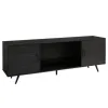 Tv Stands & Media Consoles-Kirkland's Home Graphite 2-Door Glass Shelf Media Cabinet Black