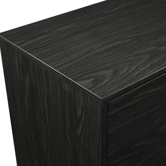 Tv Stands & Media Consoles-Kirkland's Home Graphite 2-Door Glass Shelf Media Cabinet Black