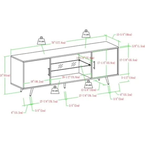 Tv Stands & Media Consoles-Kirkland's Home Graphite 2-Door Glass Shelf Media Cabinet Black