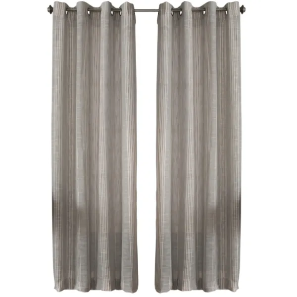 Curtains & Drapes-Kirkland's Home Graphite Stripe Single Curtain Panel, 84 In. Gray/White