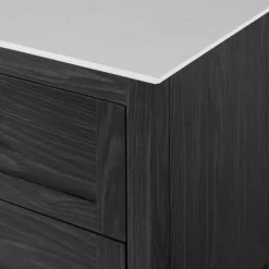Cabinets & Sideboards-Kirkland's Home Graphite Wood Storage Buffet With Faux Marble Top Gray/White