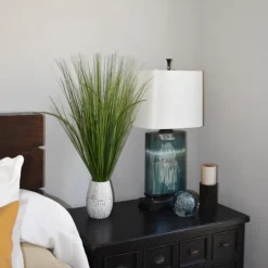 Arrangements & Greenery-Kirkland's Home Grass Arrangement In Crackled Cream Pot Green/Ivory