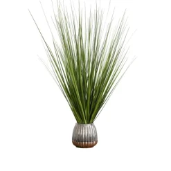 Arrangements & Greenery-Kirkland's Home Grass Arrangement In Silver Ribbed Pot Green/Silver