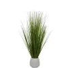 Arrangements & Greenery-Kirkland's Home Grass Arrangement In White Ribbed Pot Green/White