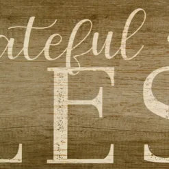 Wall Quotes & Signs-Kirkland's Home Grateful, Thankful, Blessed Wooden Wall Plaque Brown/White