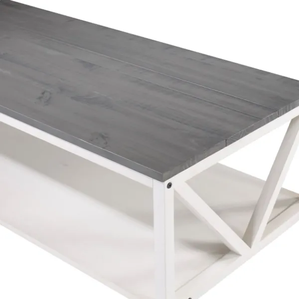 Coffee Tables-Kirkland's Home Gray And Barnwood Coffee Table White