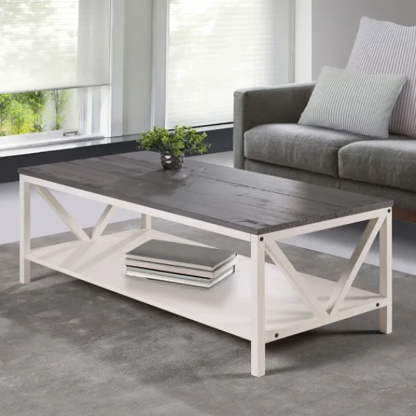 Coffee Tables-Kirkland's Home Gray And Barnwood Coffee Table White