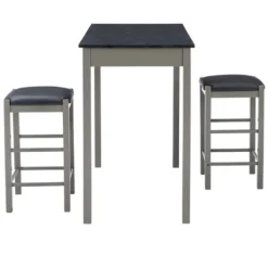 Dining Sets-Kirkland's Home Gray And Black 3-Pc. Stool And Table Set