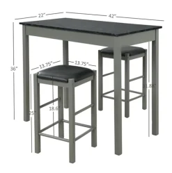 Dining Sets-Kirkland's Home Gray And Black 3-Pc. Stool And Table Set