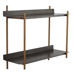 Shelves-Kirkland's Home Gray And Brass Metal Wall Shelf