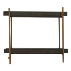Shelves-Kirkland's Home Gray And Brass Metal Wall Shelf