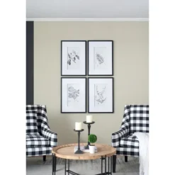 Framed Art-Kirkland's Home Gray And Cream Foliage 4-Pc. Framed Wall Art Set Gray/White