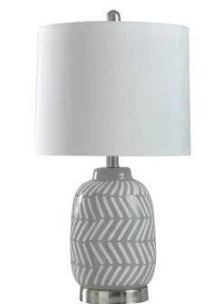 Table Lamps-Kirkland's Home Gray And Etched Table Lamp White