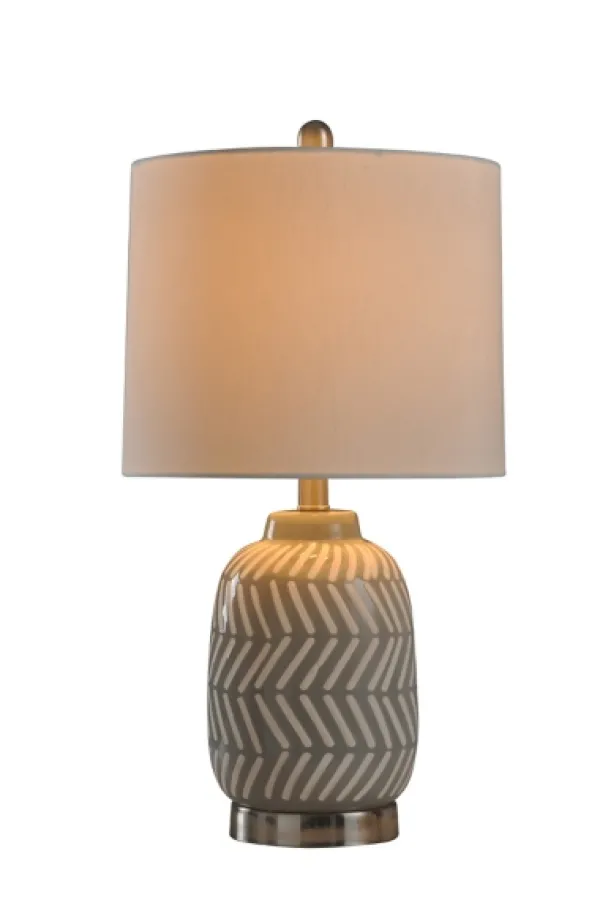 Table Lamps-Kirkland's Home Gray And Etched Table Lamp White