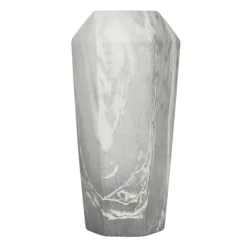 Vases-Kirkland's Home Gray And Gold Faux Marble Geometric Vase Gray/Gold