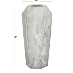 Vases-Kirkland's Home Gray And Gold Faux Marble Geometric Vase Gray/Gold