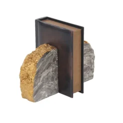 Decorative Accents-Kirkland's Home Gray And Gold Marble Geode Bookends, Set Of 2