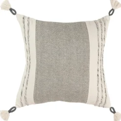 Pillows-Kirkland's Home Gray And Ivory Color Block Pillow Gray/Ivory