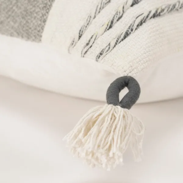 Pillows-Kirkland's Home Gray And Ivory Color Block Pillow Gray/Ivory