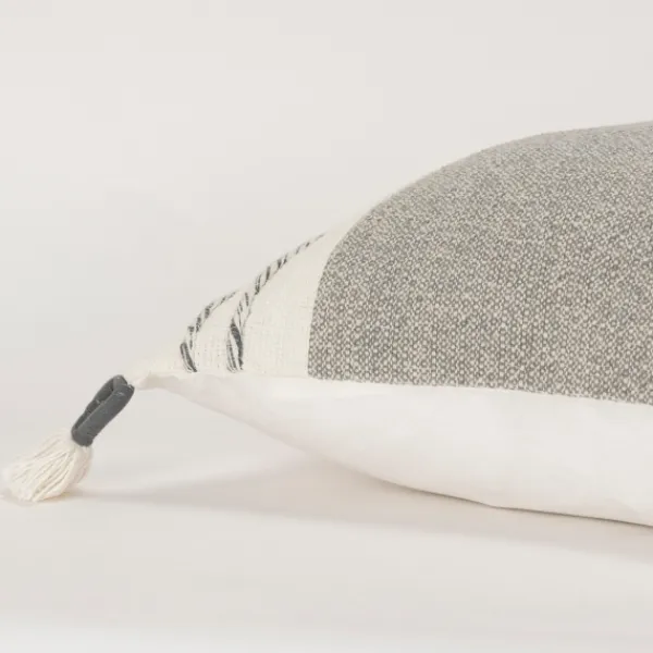 Pillows-Kirkland's Home Gray And Ivory Color Block Pillow Gray/Ivory