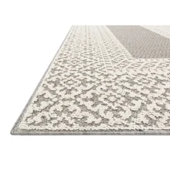 Outdoor Rugs-Kirkland's Home Gray And Ivory Lace Border Outdoor Area Rug, 6X9 Ivory/Gray