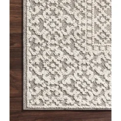 Outdoor Rugs-Kirkland's Home Gray And Ivory Lace Border Outdoor Area Rug, 6X9 Ivory/Gray
