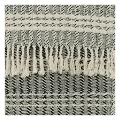 Blankets & Throws-Kirkland's Home Gray And Ivory Striped Cotton Throw Gray/Ivory