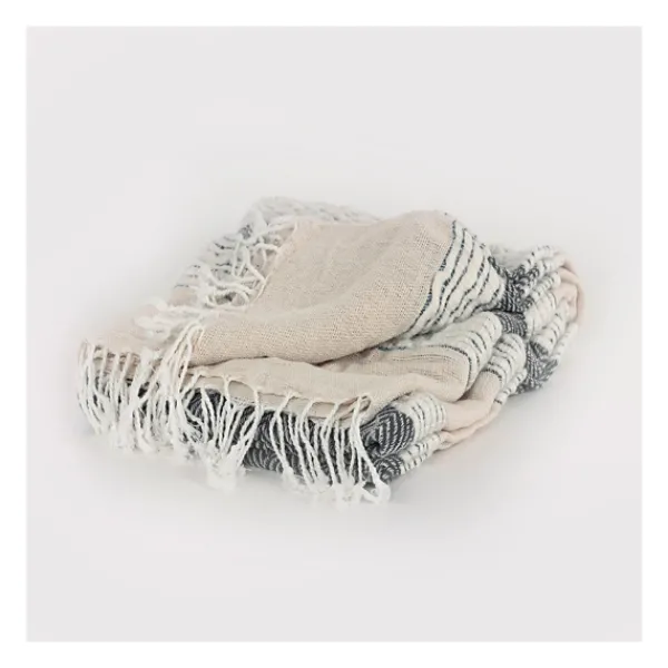 Blankets & Throws-Kirkland's Home Gray And Natural Colorblock Chevron Throw Gray/Tan