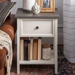 Accent & End Tables-Kirkland's Home Gray And Wash Reclaimed Wood Accent Table White