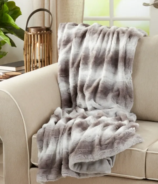 Blankets & Throws-Kirkland's Home Gray And White Animal Print Faux Fur Throw Gray/White